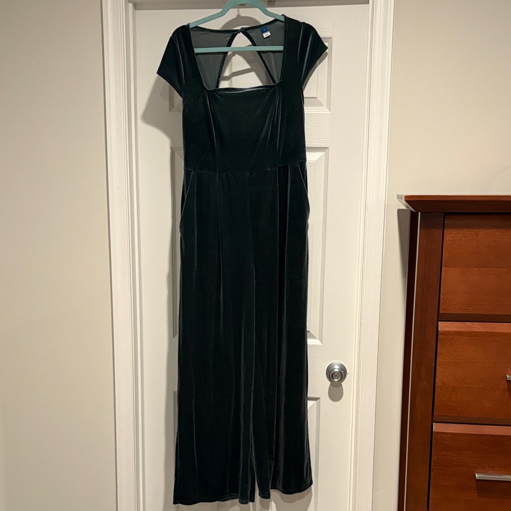 Old Navy Dark Green Velvet Jumpsuit